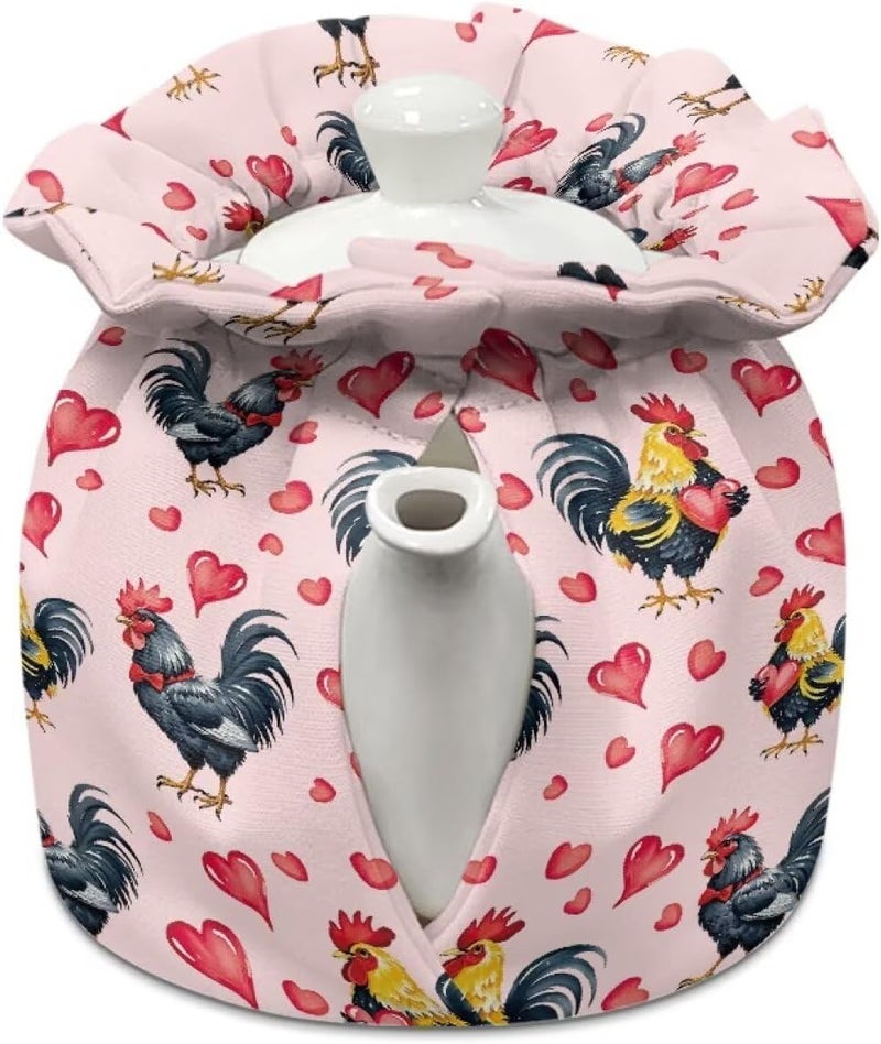 Fonplted Rooster Tea Pot Dust Cover Decorative Waterproof Tea Cozy for Teapot Cute Home Decorative Tea Pot Warmer for Kitchen Office Easy to Install - Image 2